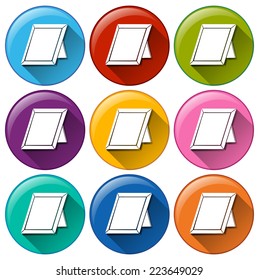 Illustration der runden Symbole mit Bilderrahmen auf weißem Hintergrund 