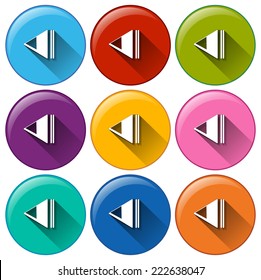 Illustration of the round icons with rewind buttons on a white background  