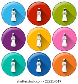 Illustration of the round icons with softdrinks on a white background 