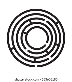 Illustration Round Maze. Labyrinth Isolated on White Background - Vector