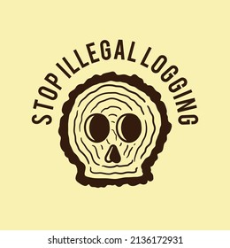 illustration of round pieces of wood forming a skull face