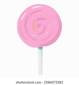 Illustration of Round Pink Lollipop with white stick