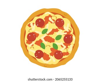 Es ist eine Illustration einer runden Pizza.