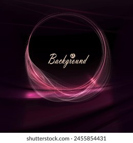 Illustration with a round purple frame made of fine tulle on a black background.