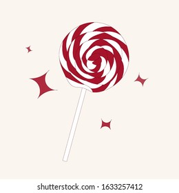 
illustration with a round red and white candy on a white stick