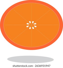 illustration of a round slice of orange, orange circle slice icon