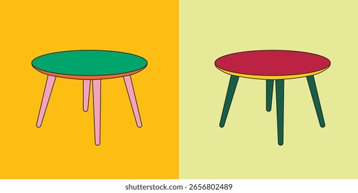 Ilustración mesa redonda colorido diseño único