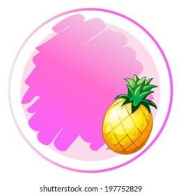 Illustration of a round template with a pineapple on a white background