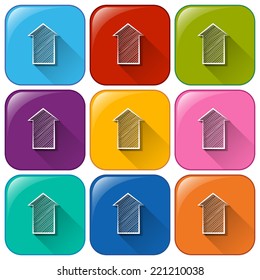 Illustration of the rounded buttons with arrows on a white background  