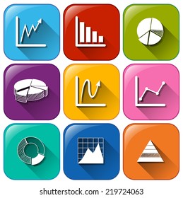 Illustration Rounded Buttons Different Graphs On Stock Vector (Royalty ...