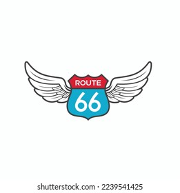 illustration of route 66 sign, vector art.