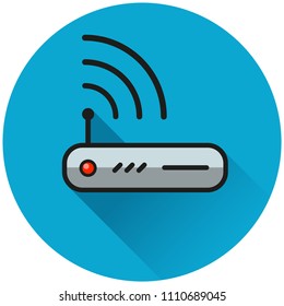 Illustration of router circle blue icon concept