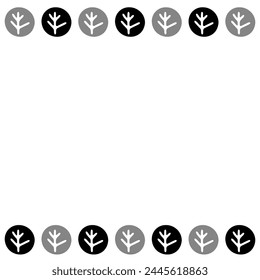 Illustration of a row of abstract gray trees.