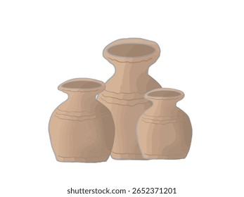 Illustration of a row of ancient Japanese earthenware pots