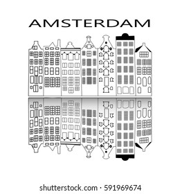 Illustration Row Typical Dutch Canal Houses Stock Vector Royalty Free
