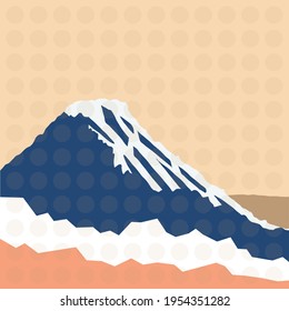 Ilustración de filas de puntos sobre la montaña azul sobre fondo amarillo. el color, el ocio, las vacaciones y el concepto de la naturaleza de la imagen generada digitalmente.