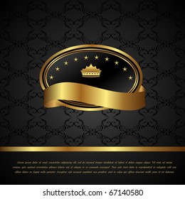 Illustration royal background with golden frame - vector