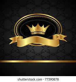 Illustration royal background with golden frame - vector