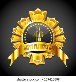 illustration of royal badge with golden frame showing Father's Day message