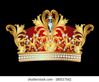 Illustration Of Royal Gold Crown With Jewels