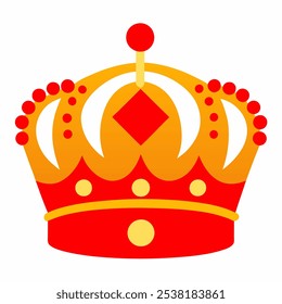 Illustration of royal gold crown with jewels and ornament
