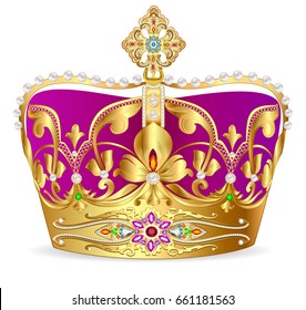 Illustration Royal Gold Crown Jewels Ornament Stock Vector (Royalty ...