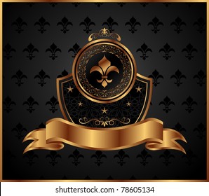 Illustration royal golden frame with fleur de lis - vector