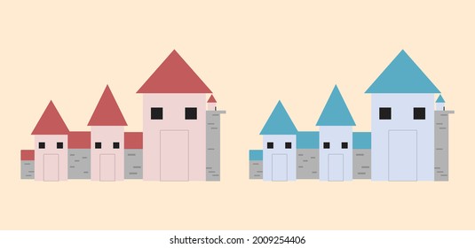 Illustration des königlichen Palastbaus, Vektorflaedesign