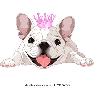 Illustration of royalty bulldog with crown