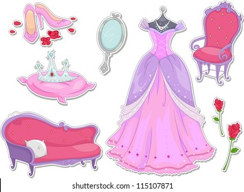 Illustration of Royalty Items That Can be Printed Out as Stickers