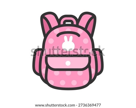 Illustration of a rucksack icon (line drawing) with a rabbit design