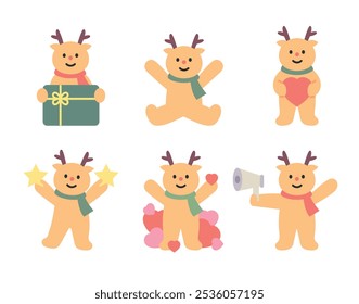 Ilustração do personagem de Rudolph apreciando o Natal.