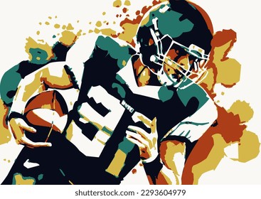 Illustration of a rugby ball player holding a ball