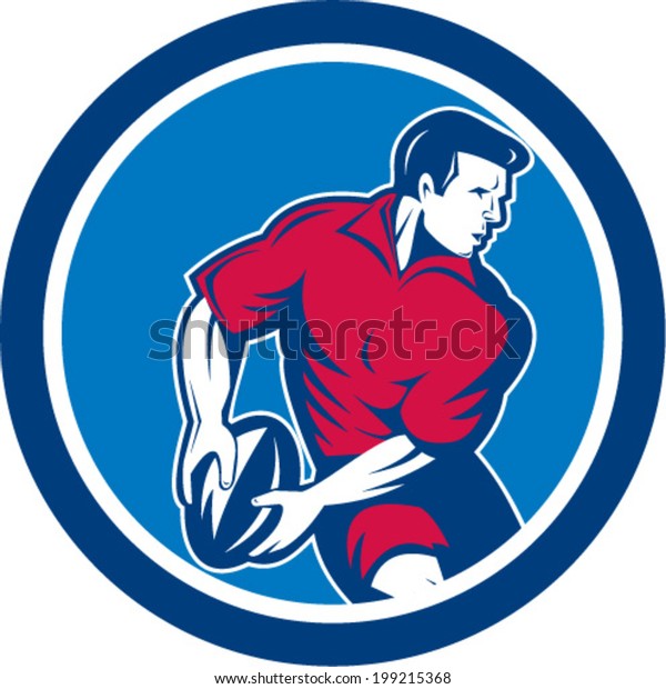 Illustration Rugby Player Running Passing Ball Stock Vector (Royalty ...