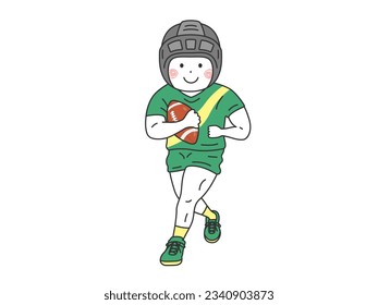 Illustration of a rugby player wearing headgear.