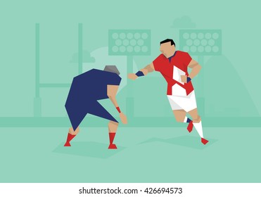 Illustration Of Rugby Players Competing In Match 