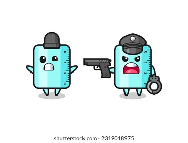 Illustration von Räuber mit von der Polizei gefangener Handauflage , niedliches Design für T-Shirt, Aufkleber, Logo-Element