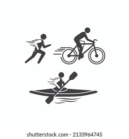 illustration of run, cycling and kayak sport.