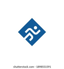 Ilustración Ejecutar en diseño de logotipo cuadrado