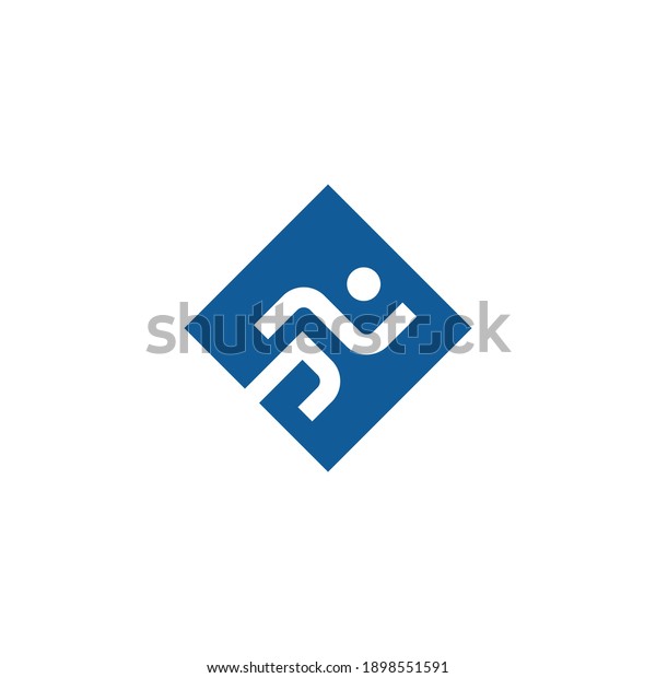 Illustration Run Square Logo Design Stock Vector (Royalty Free ...