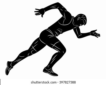 illustration runner , black and white drawing, white background