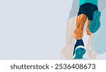 Illustration of a runner in motion, captured from the back, showcasing muscular legs and athletic shoes. Ideal for fitness, sports, and health themes, symbolizing energy, speed, and determination.