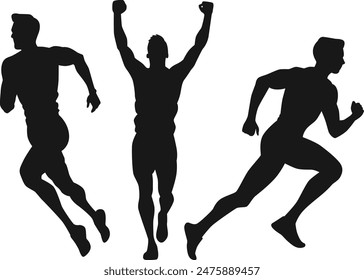 illustration running athlete celebration silhouette