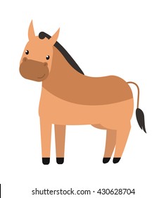 Illustration of running beautiful cartoon pony golden baby horse and cartoon pony vector farm animal