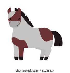 Illustration of running beautiful cartoon pony golden baby horse and cartoon pony vector farm animal