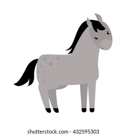 Illustration of running beautiful cartoon pony golden baby horse and cartoon pony vector farm animal