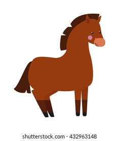 Illustration of running beautiful cartoon pony golden baby horse and cartoon pony vector farm animal