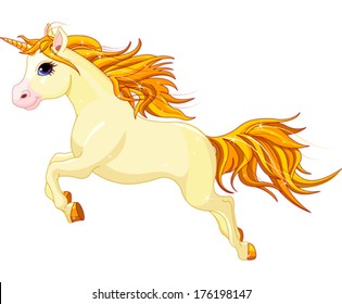 Illustration of running beautiful unicorn