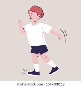 illustration running boy active fun vector