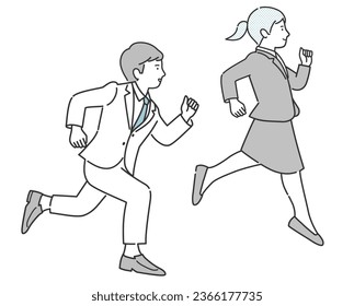 Illustration of a running business person in a suit